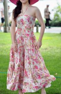 Quality Party Backless Evening Dresses , Summer Print Flower Dresses wholesale