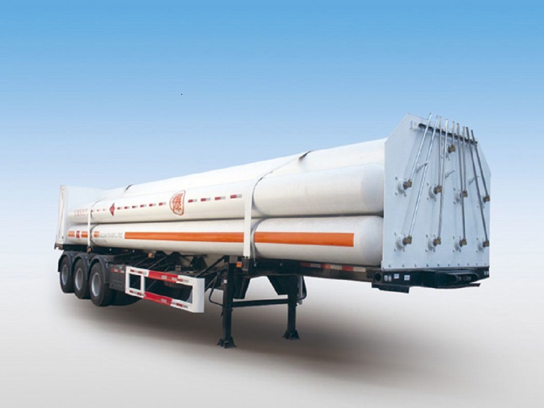 9 Tubes 3 Axles Lh2 Tube Skid Semi-Trailers for 21000L CNG