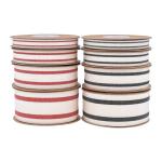 ISO14001 Striped Cotton Ribbon 15mm-38mm Black And White Ribbon