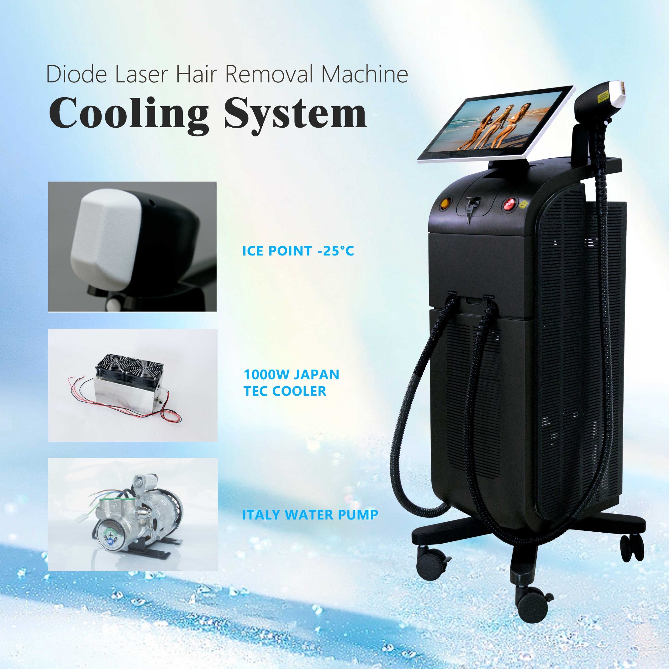 808nm Diode Laser Hair Removal Machine with AC110V/ 220V 10% 50HZ/ 60HZ Power Supply