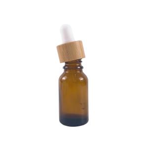 Quality Matte frosted white round 30ml glass dropper bottle with bamboo wood lids cap wholesale