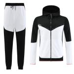 Black White Football Team Tracksuits Hooded Football Training Shirt