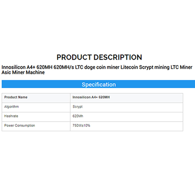 Innosilicon A4+ 620MH 620MH/s LTC doge coin miner Litecoin Scrypt mining LTC Miner Asic Miner Machine