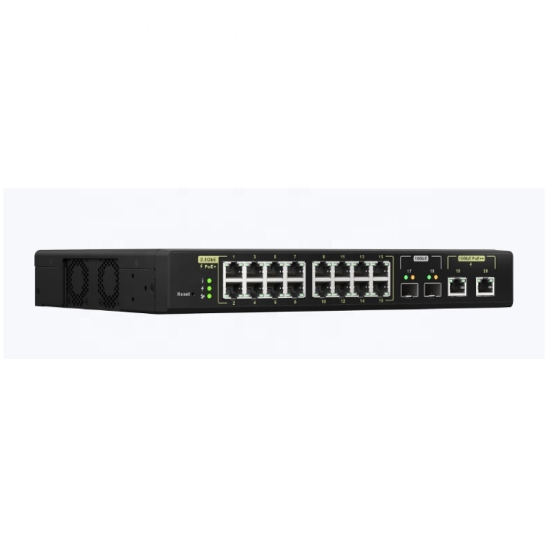 QSW-M2116P-2T2S 16-port 2.5GbE PoE+, 2-port 10GbE POE ++ And 2-port 10GbE Optical Fiber L2 Web-based NMS Switch