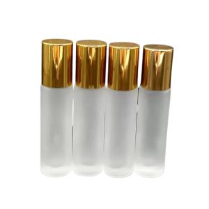 Quality 10ml Frosted Glass Essential Oil Bottles With Gold Aluminium Screw Cap wholesale