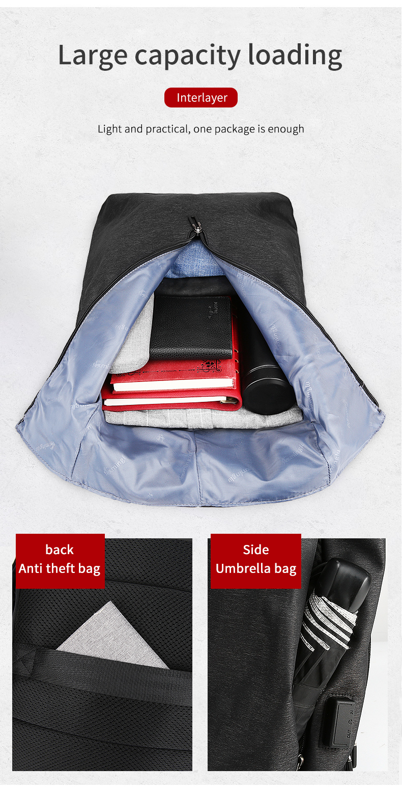 Factory hot sale OEM custom logo men school waterproof business bag travel USB Laptop Backpack