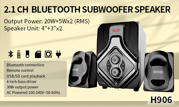 Trendy 20W 2.1 Channel Speaker With Subwoofer Frequency Response 20Hz-20KHz