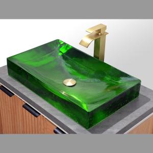Quality Glazed Glass Bathroom Wash Basins With Pop Up Waste Hotel Bathroom Project wholesale