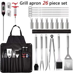 Quality ODM 26Pcs BBQ Grill Supplies Stainless Steel BBQ Accessories With Thermometer wholesale