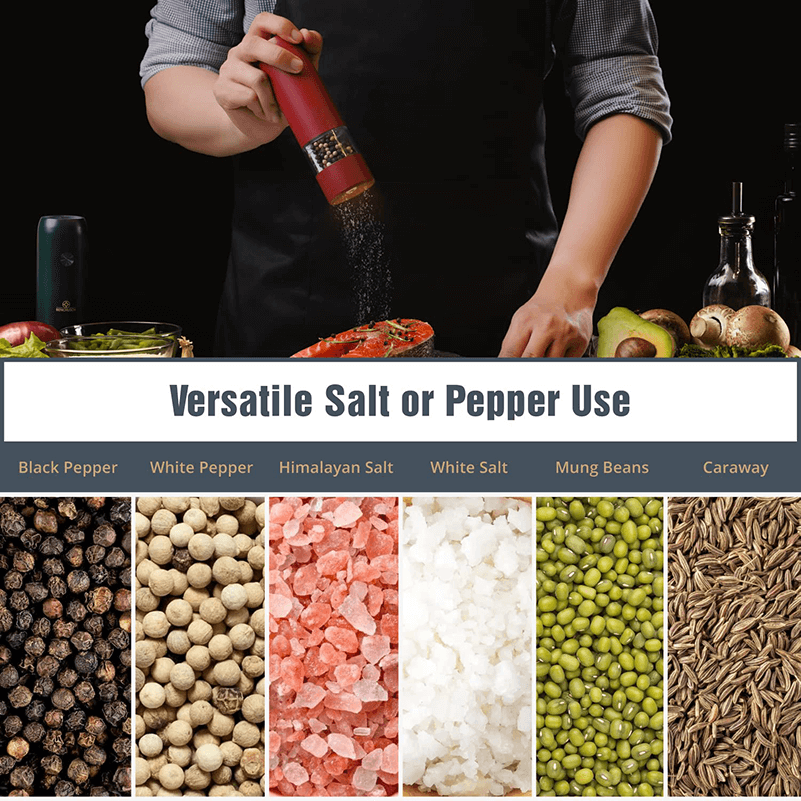 Salt Pepper Mills with Ceramic Burr Core Stainless Steel Mini Electric Grinder Set ' Needs