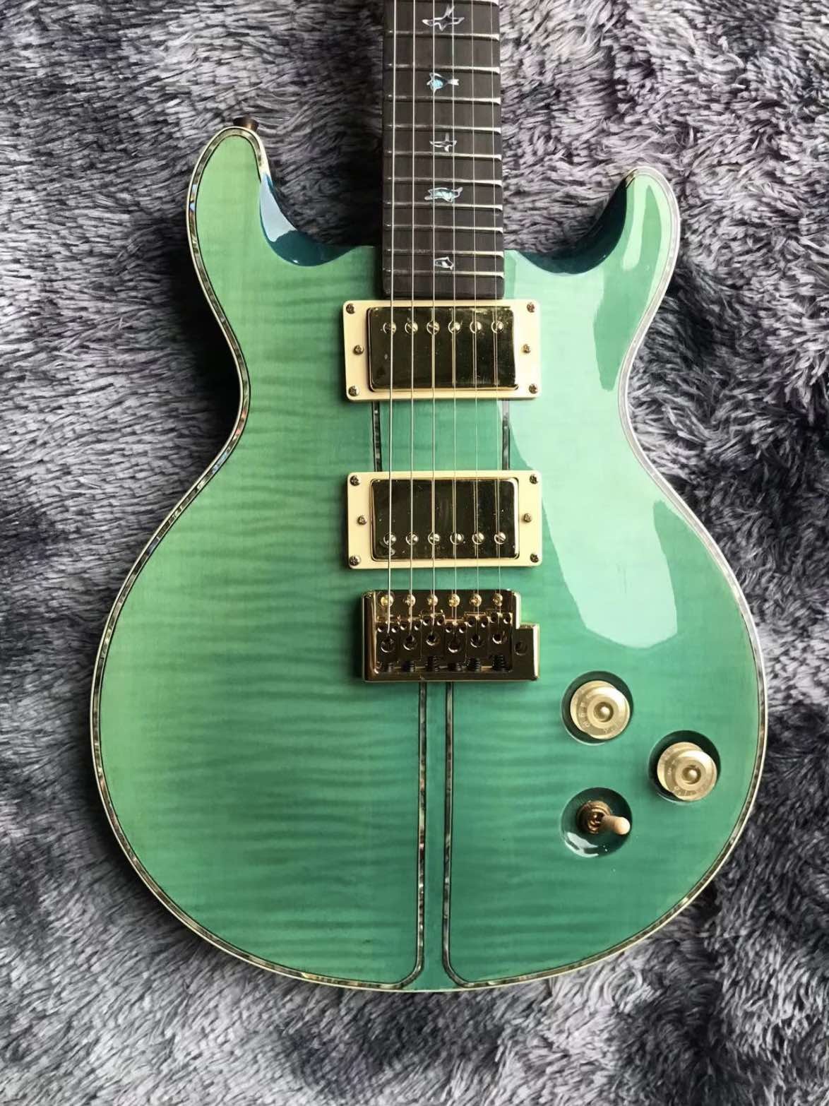 Custom PR Custom Electric Guitar Tiger Flamed Maple Top Shells Wrap The Edges