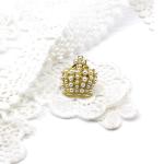 Crown Shaped Mens Diamond Cufflinks Inlaid Pearl Gold Color ODM