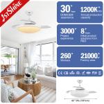 Smart Wifi Control Small Invisible LED Light Ceiling Fan For Bedroom 42 Inch