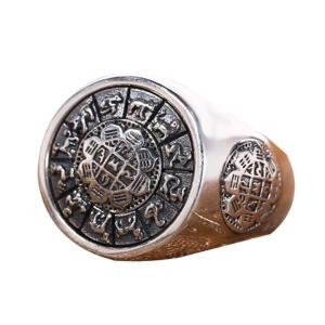 Quality Men Sterling Silver Engraved Chinese Zodiac Retro 925 Silver Ring (059886S) wholesale
