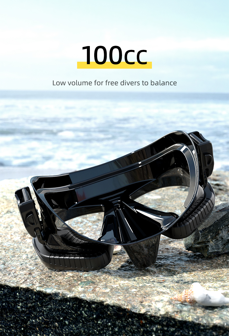 Camouflage Freediving Goggles Silicone Skirt Tempered Glass Snorkel Mask