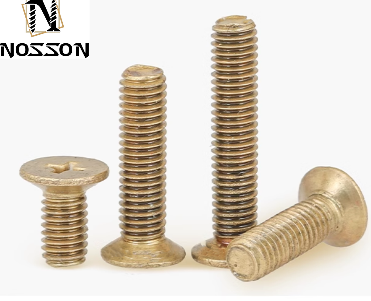Flat Head Style M2-M8 Brass Phillips Countersunk Machine Screws with Excellent Durability and Plain Finish