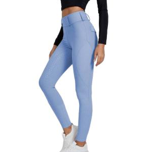 Quality Light Blue Anti Pilling Women Horse Riding Pants Equestrian Clothes wholesale