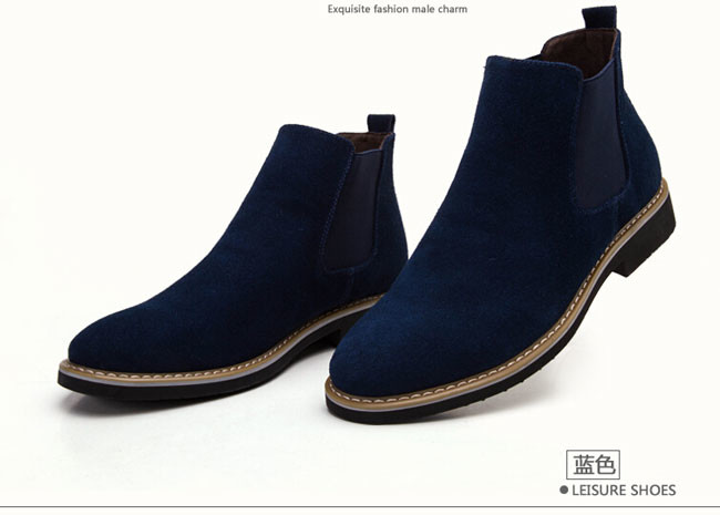 Rubber Outsole Mens Suede Desert Boots Genuine Leather Mens Casual Leather Boots