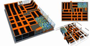 Quality 350M2 Trampoline Big Bouncer Kids &amp; Adults Large Indoor Trampoline Big Square Trampoline wholesale