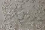 58cm Bridal Lace Fabrics , PET White Sequin Lace Fabric Scalloped Edge