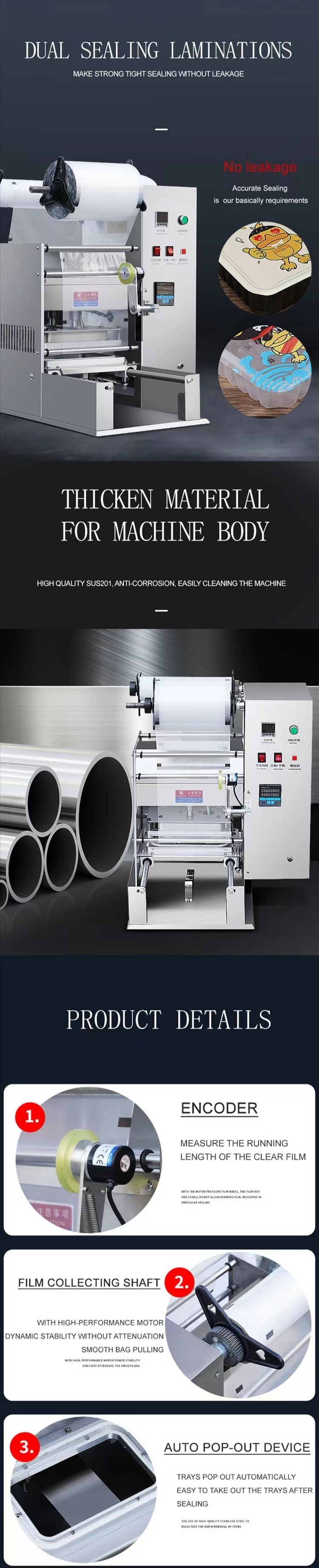 Electric Film Sealer Machine 40pcs/Min Sealing Speed Long Service Life