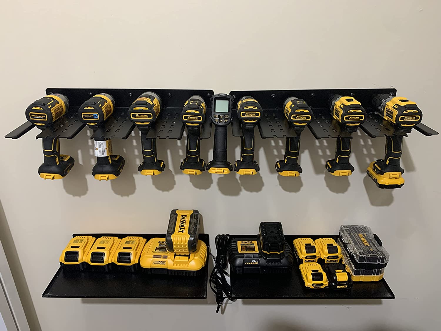 Wall Mount Drill Holder Holds 4 Drills, Electric Drill Tool Rack, Heavy Duty Utility Racks