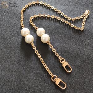 Quality DIY Bag Chain Strap , Pearl Purse Flat Metal Chain Strap With Buckle wholesale