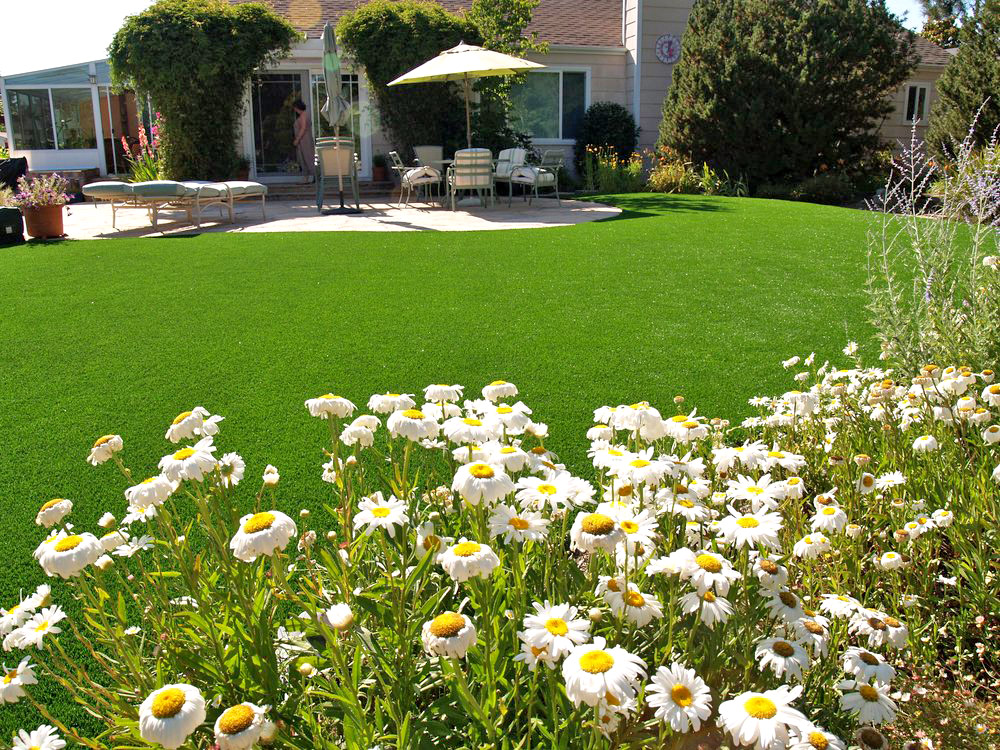 Landscaping Residential Fake Grass / Tufted Plastic Synthetic Lawn Grass