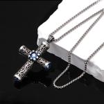 Explosive retro stainless steel cast cross zircon punk trendy new pendant