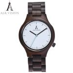 ALK Vision Mens Wood Watch Black Women Watches Couples Clock Real Wooden Watches