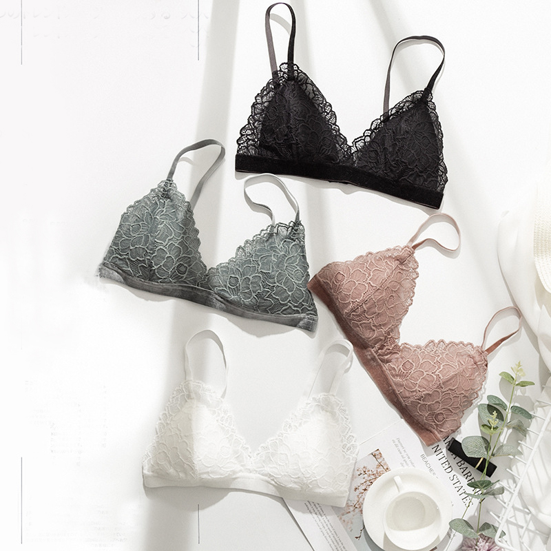 Girls Beautiful Underwear Sexy 19mm Mulberry Silk Bra With Lace Western Strap