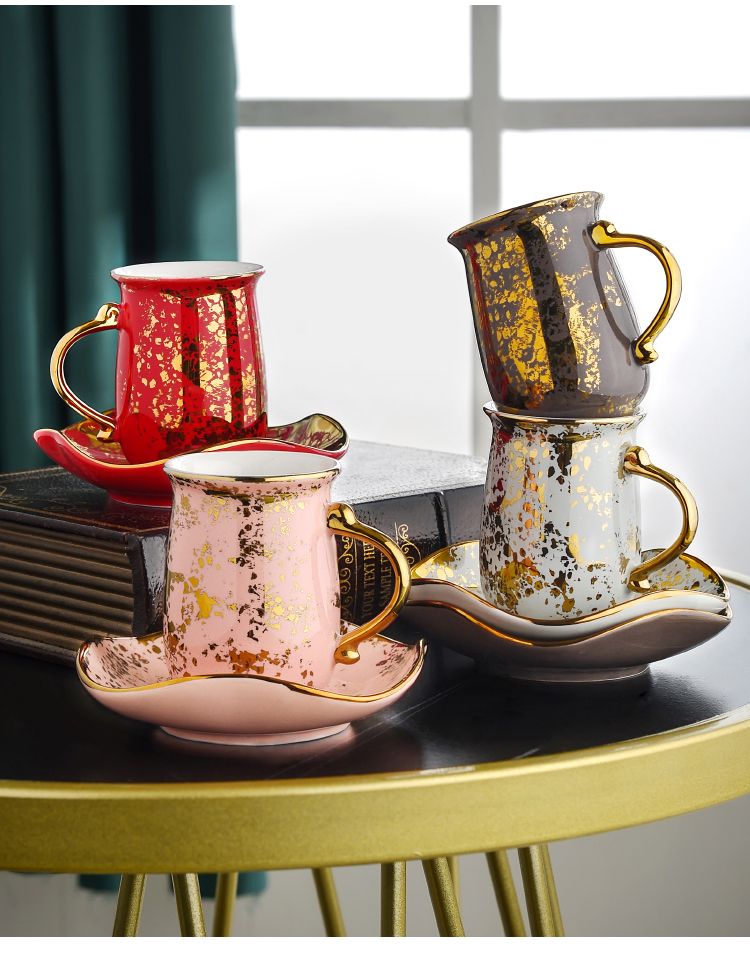100ml Cups And Saucers Home Turkish Coffee Cups Set Arabic Red Gold