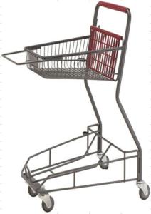 Quality Gray Metal 2 - Tier Supermarket Basket Shopping Trolley Anti - Collision With 4 PU wheels wholesale