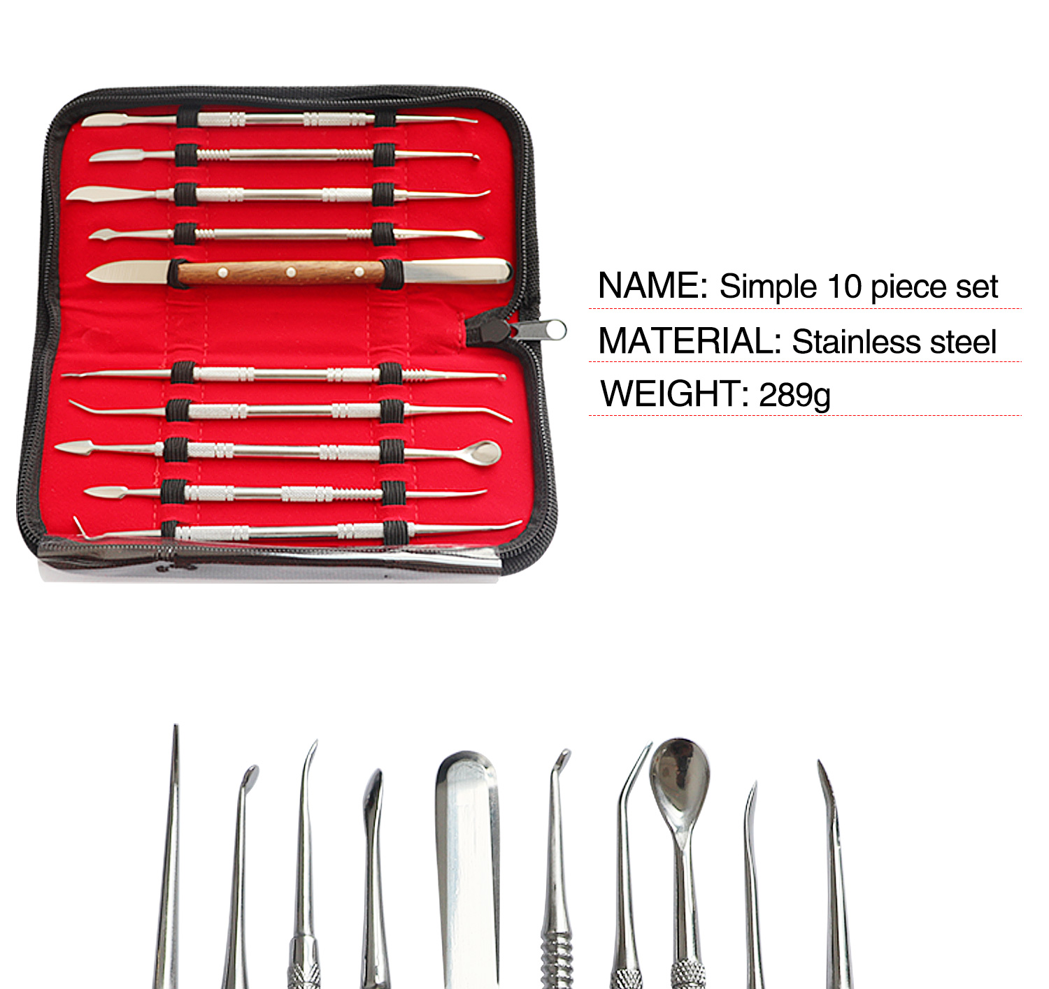 Dental Lab Stainless Steel Wax Carving Tool Set 10/12 pieces