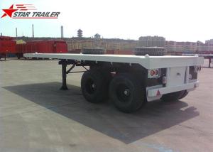 Quality Two Axle 20FT 8 Tires White Flatbed Car Trailer With Twist Locks , Long Life wholesale