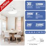 42 Inch LED Ceiling Fan with Hidden Blades and Metal Acrylic Material by