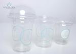 Clear Iced Coffee To Go Cup , Iced Coffee Cups With Lids Flat / Dome