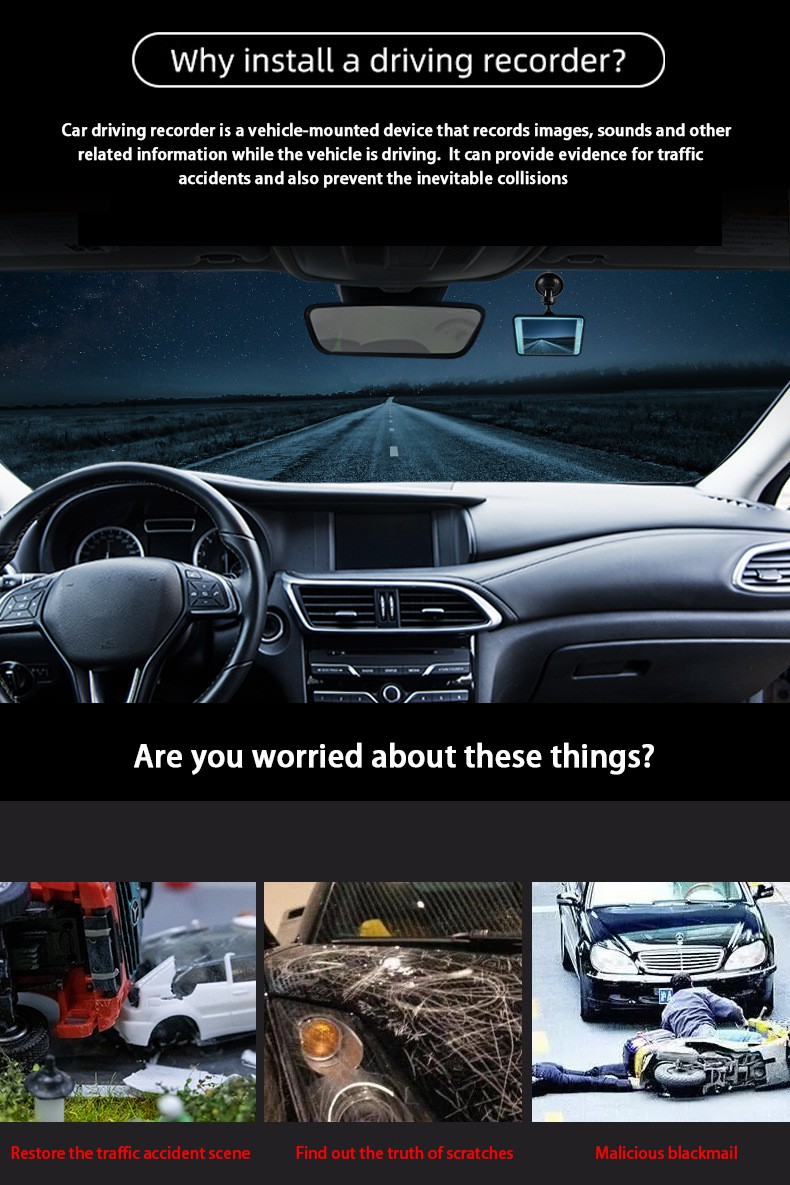DVR Navigatior Android Carplay Android Auto 1080P WIFI Loop Record Phone APP Car Dash Cam