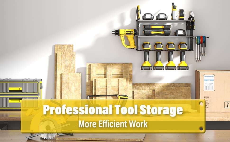 Stylish Cordless Drill Tool Holder Organization Storage Rack for Pegboard Power Tools