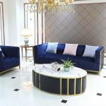 2 - 3 Seater Living Room Lounge Sofa Stainless Steel Velvet Couch European Style