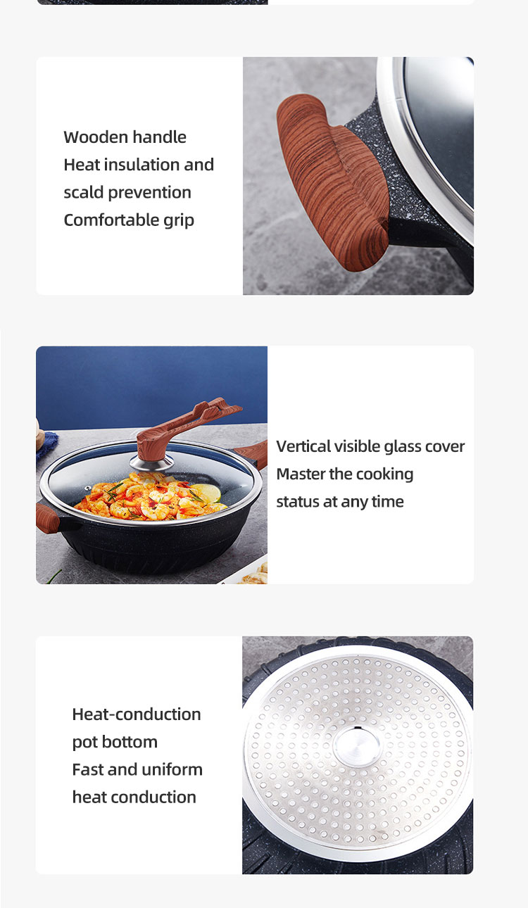 Hot Selling Maifan Stone Coating Saute Pans Aluminum Frypan Non Stick Deep Frying Pan With Lid