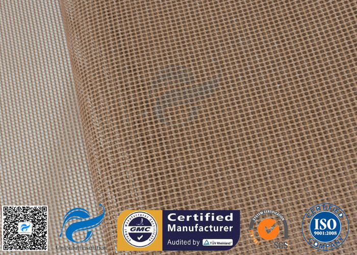 PTFE Coated Fiberglass Mesh Fabric 600g 4x4mm Brown Conveyor Belt