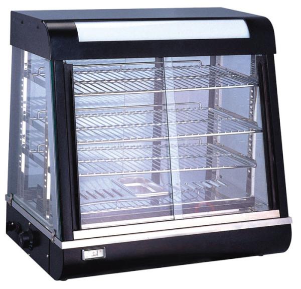 Cheap Black 4 Shelves Food Display Showcase / Tempered Glass Food Warmer Display Case for sale