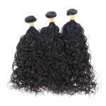 100 Unprocessed Brazilian Water Wave Human Hair , Natural Black Curly Hair