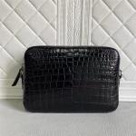 Genuine Crocodile Belly Skin Men Small Flap Bag Waistlets Clutch Purse Exotic