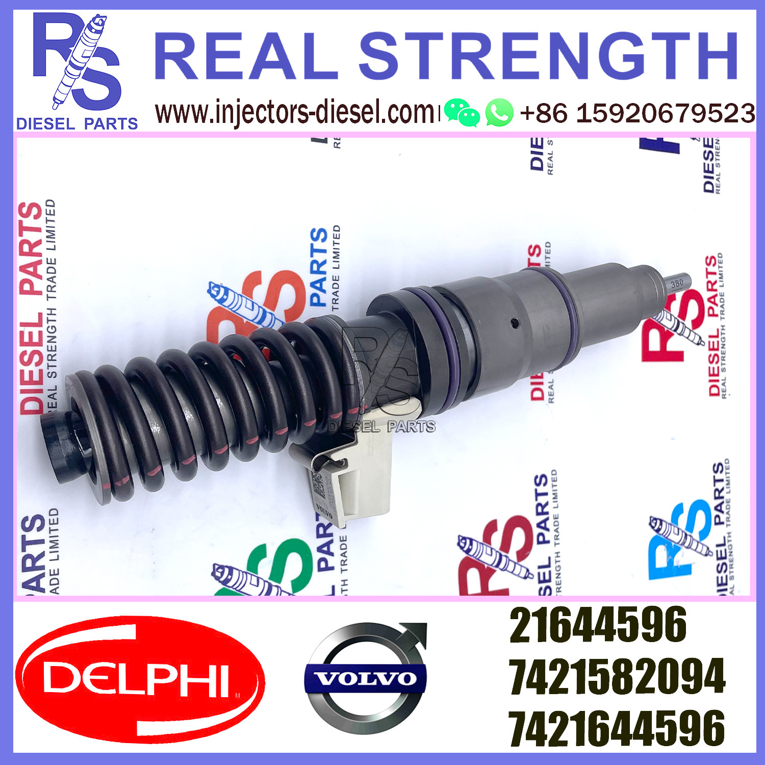 DELPHI 4pin injector 21644596 Diesel pump Injector V-O-L-V 21644596 7421582094 7421644596 E3.18 for RENAULT 11LTR EURO3 LO