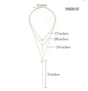 Quality 40cm Luxury Stainless Steel Layered Necklace 3 Layer Gold Necklace For Wedding wholesale