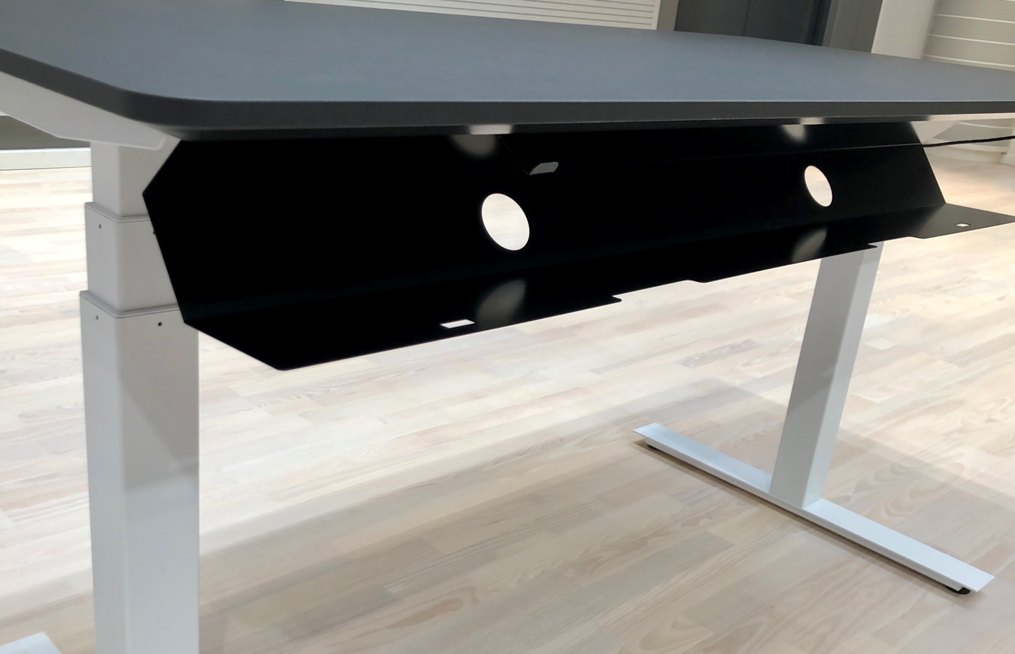 Wire Management Made Easy with Under Desk Flip Down Cable Tray and Single-side Bracket