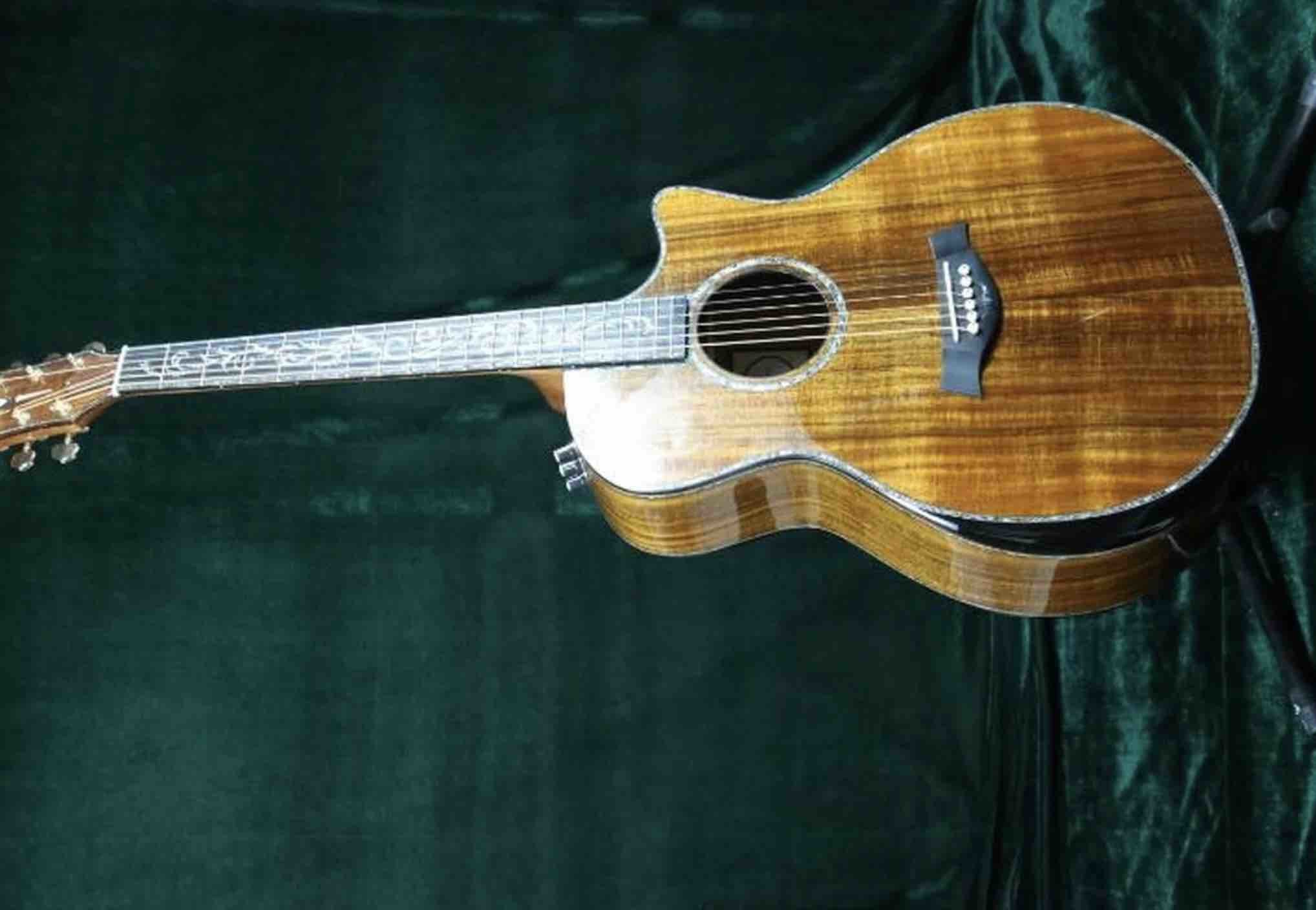 Grand Luxury Acoustic Guitar Full Solid AAA Koa Top & Back Side Real Abalone Inlay Ebony Fingerboard One Piece Wood Neck