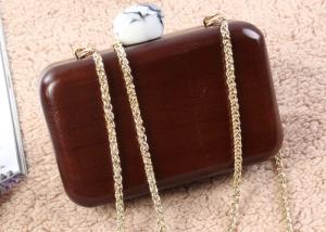 Quality Elegant Ladies Evening Wooden Clutch Bag With Pearl Clasp Style Closure wholesale